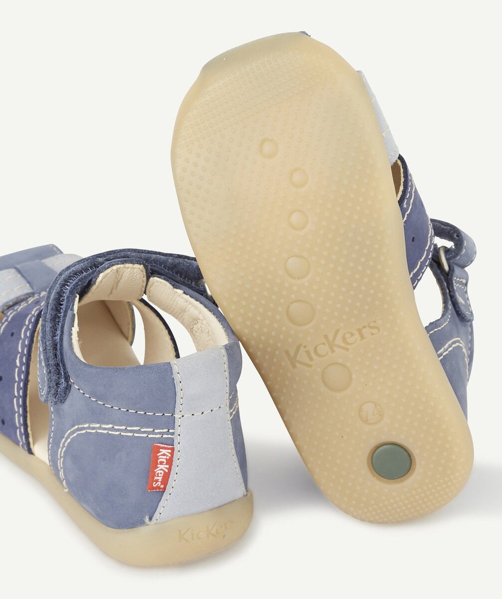 KICKERSLES SANDALES PREMIERS PAS EN CUIR À NUANCES DE BLEU