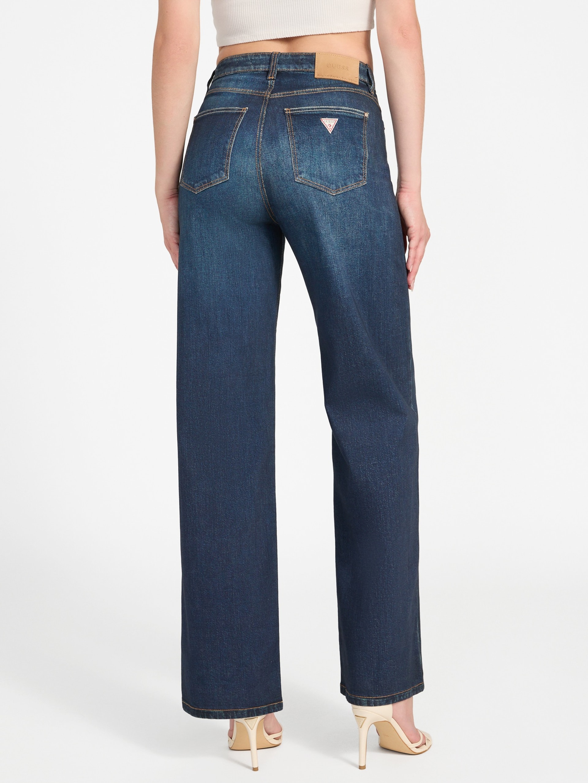 Calça jeans ecológica de perna larga