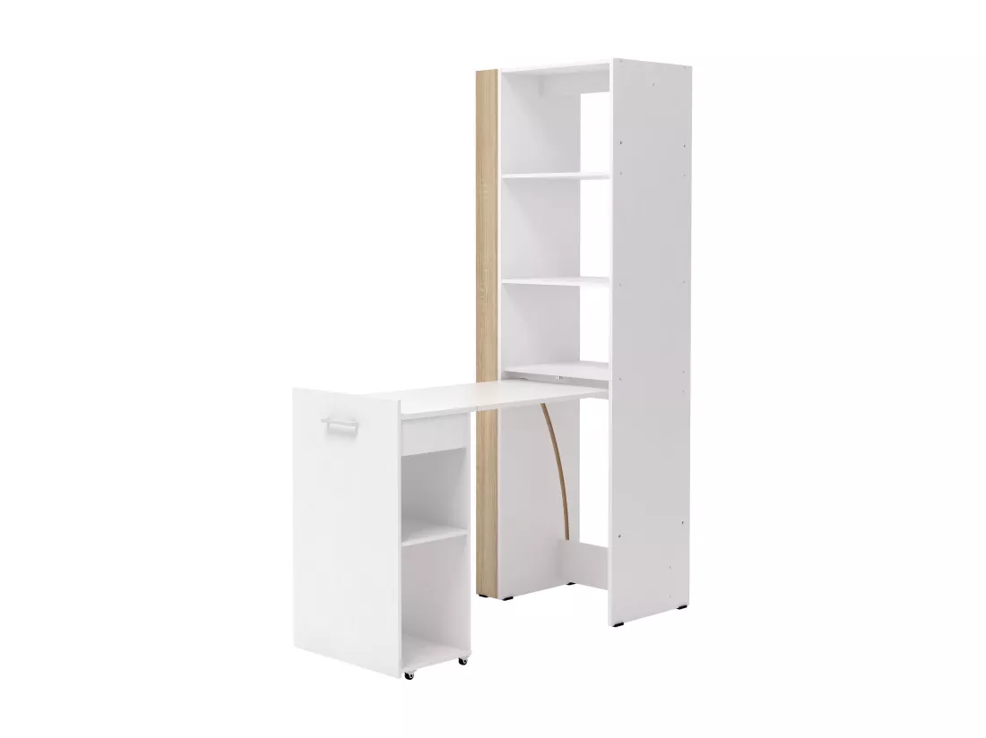 Bureau bibliothèque modulable - 10 niches - Coloris : Naturel et blanc - TUPELIO