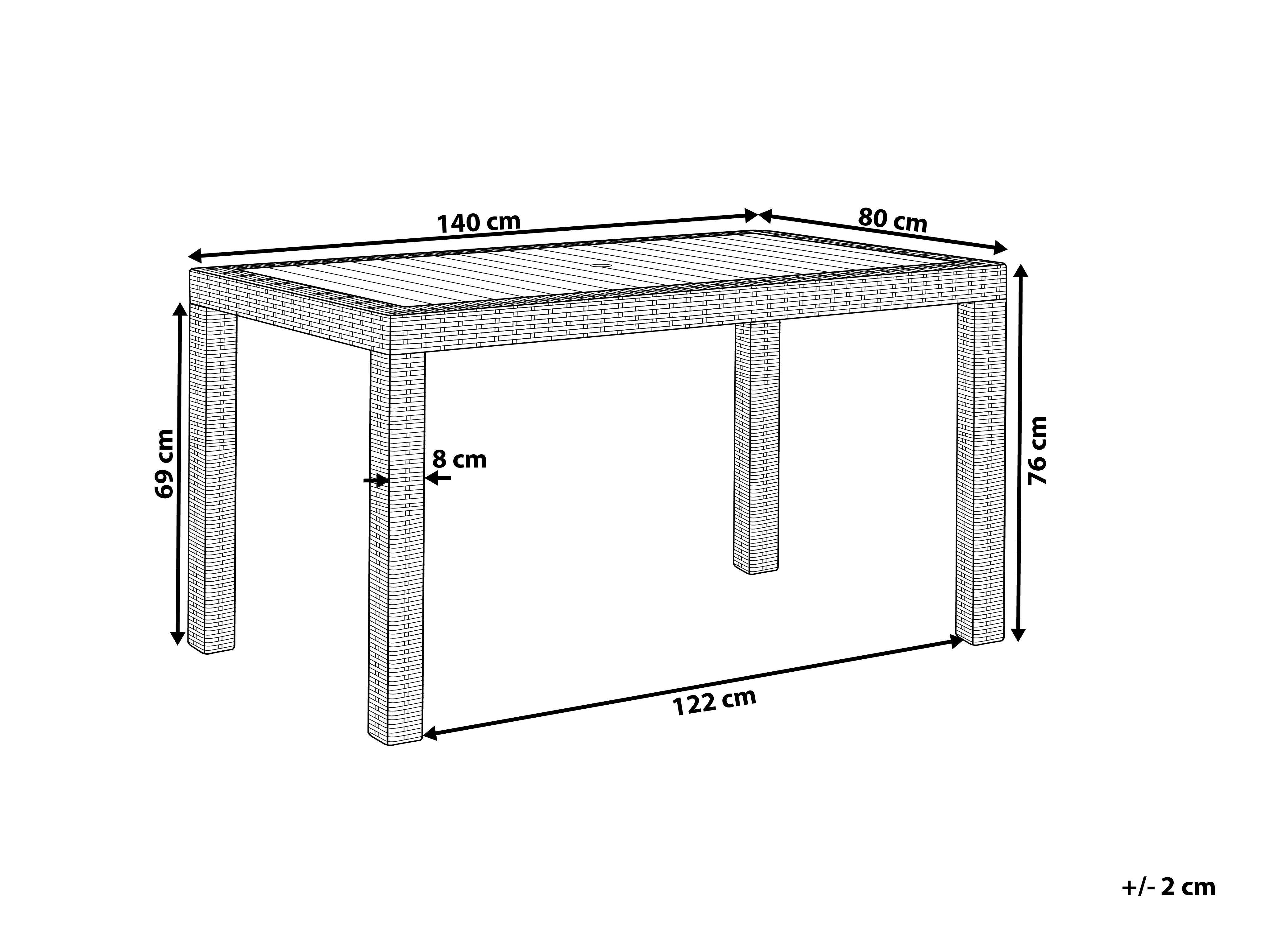 Tuin eettafel FOSSANO 140 cm 80 cm Lichtgrijs