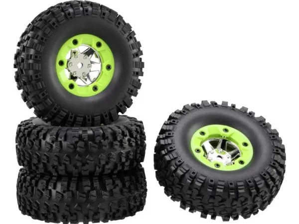 Reely 1:10 XS Buggy Komplette hjul Block-profil 6 eger Sølv 4 stk