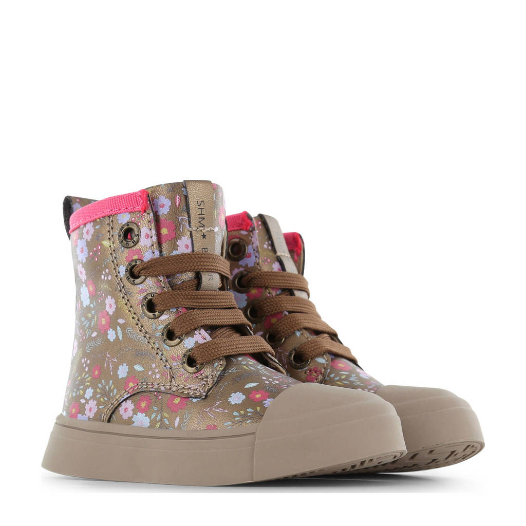 Shoesme gebloemde sneakers brons