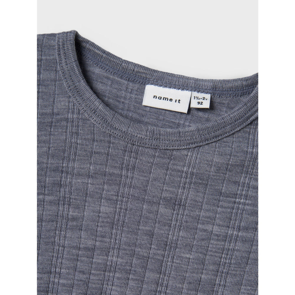 Køb Name It Folkstone Gray Nmmwang Uld Needle Ls Top Solid Noos