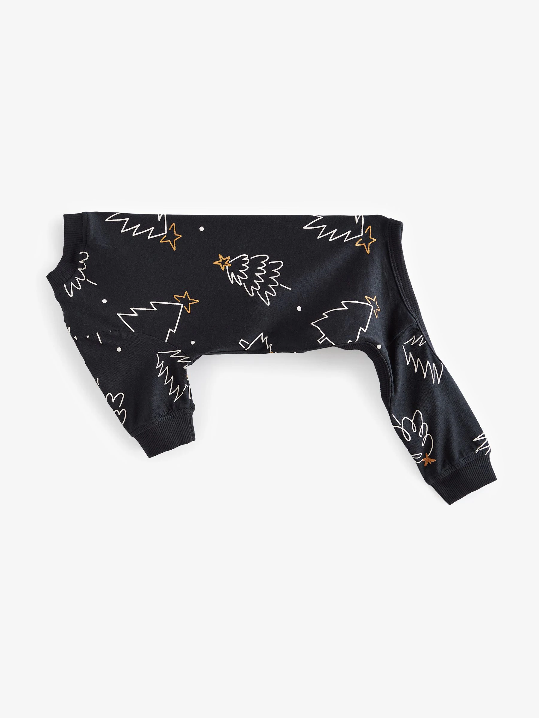 Zwart/wit - Matching Family kerstboompyjama voor honden van 100% katoen