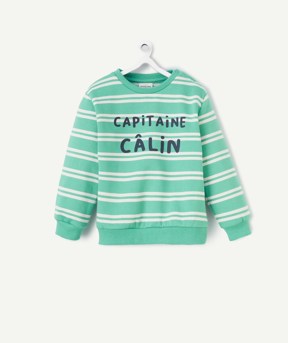 SWEAT BÉBÉ GARÇON EN FIBRES RECYCLÉES IMPRIMÉ RAYURES THÈME CAPITAINE CÂLIN