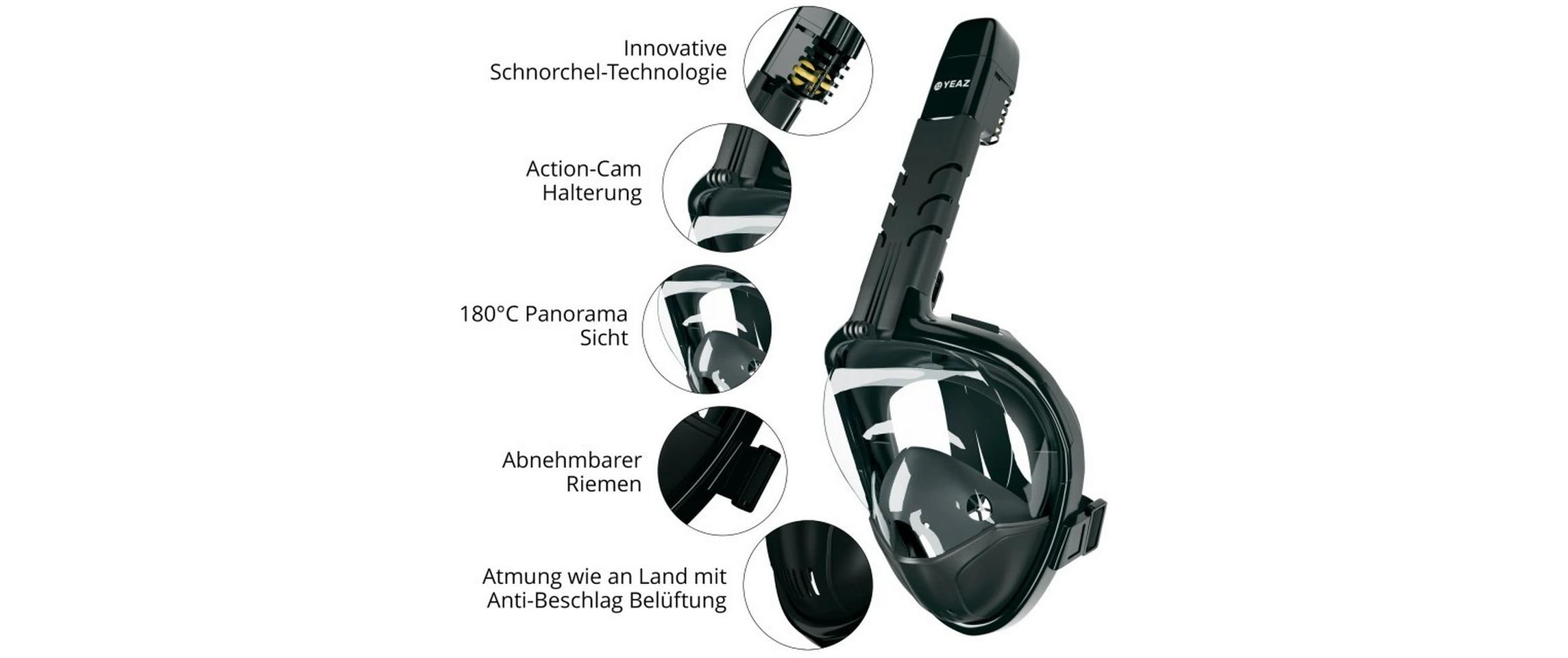 Ocean View Snorkel Mask Schwarz, S-MTauchmaske