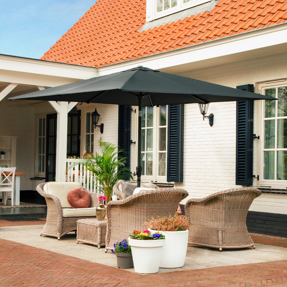 VONROC Premium Rosolina 280 x 280 cm stokparasol - Black