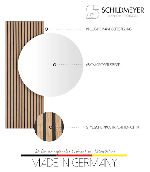 Schildmeyer Spiegel »Loft, Breite 79 cm« Runde Spiegelfläche