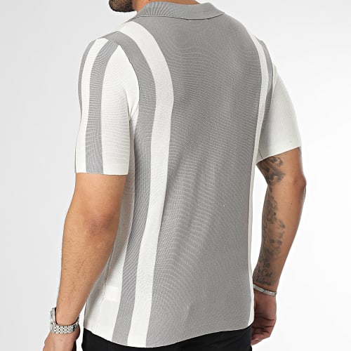 Polo Manches Courtes Gris Blanc