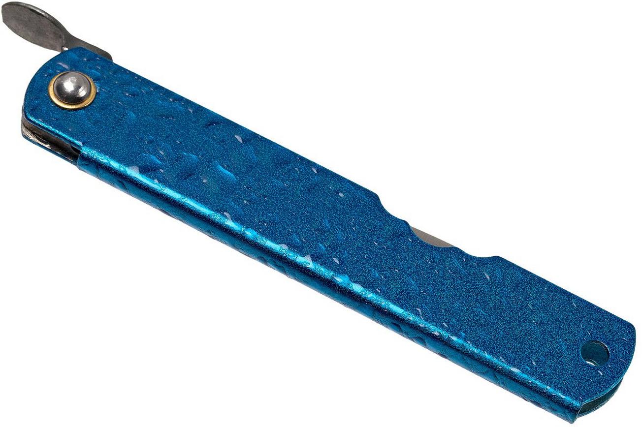 Higonokami zakmes 7,3 cm HIGO28, Blue paper steel, blauw