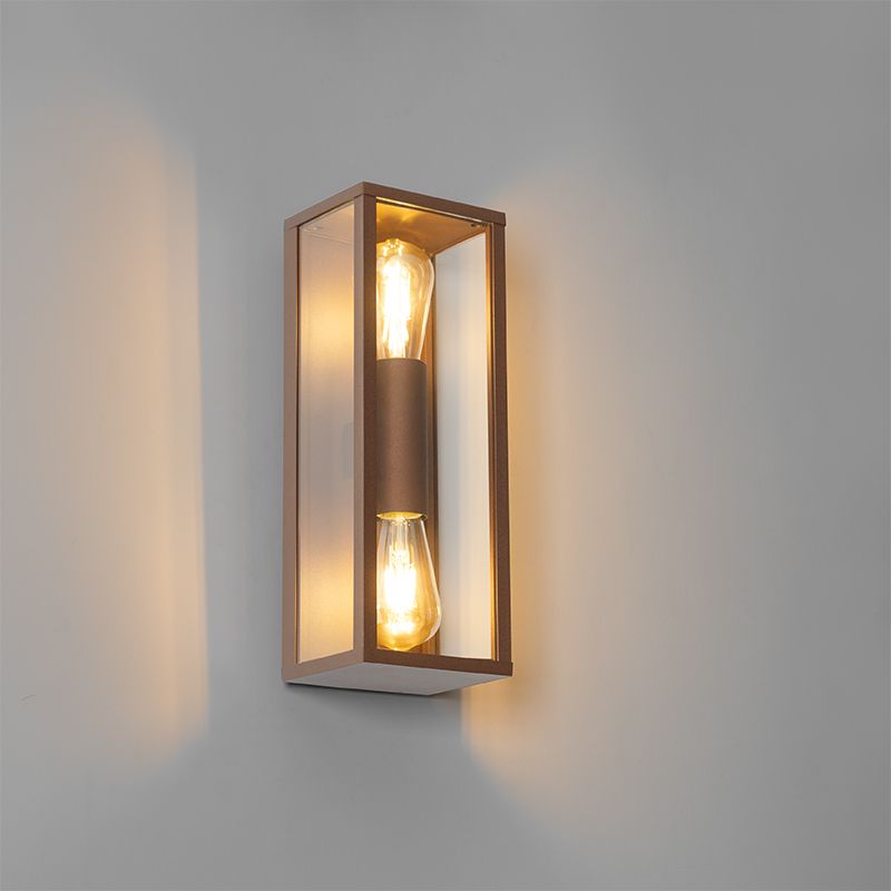 Industriële wandlamp roestbruin 38 cm 2-lichts IP44 - Charlois