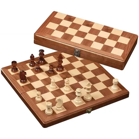 Philos Schachkassette Walnuss groß, Feld 42 mm, Königshöhe 80 mm, Holz