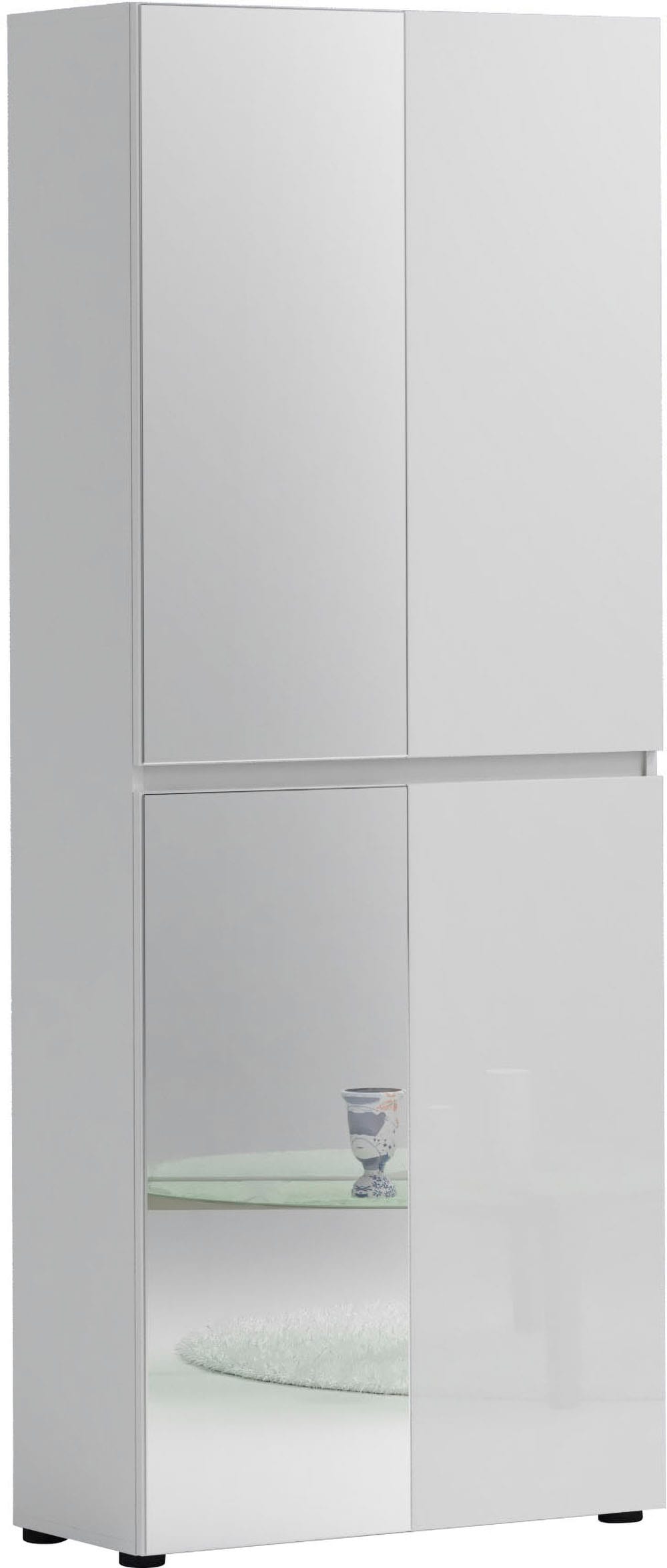 INOSIGN Schuhschrank »Mister,Schuhkommode,Schuhmöbel,Schuhablage,Schuhregal« Breite 80 cm, Höhe 200 cm, Tiefe 34 cm, 4 Türen, 12 Fächer, 2 Spiegel