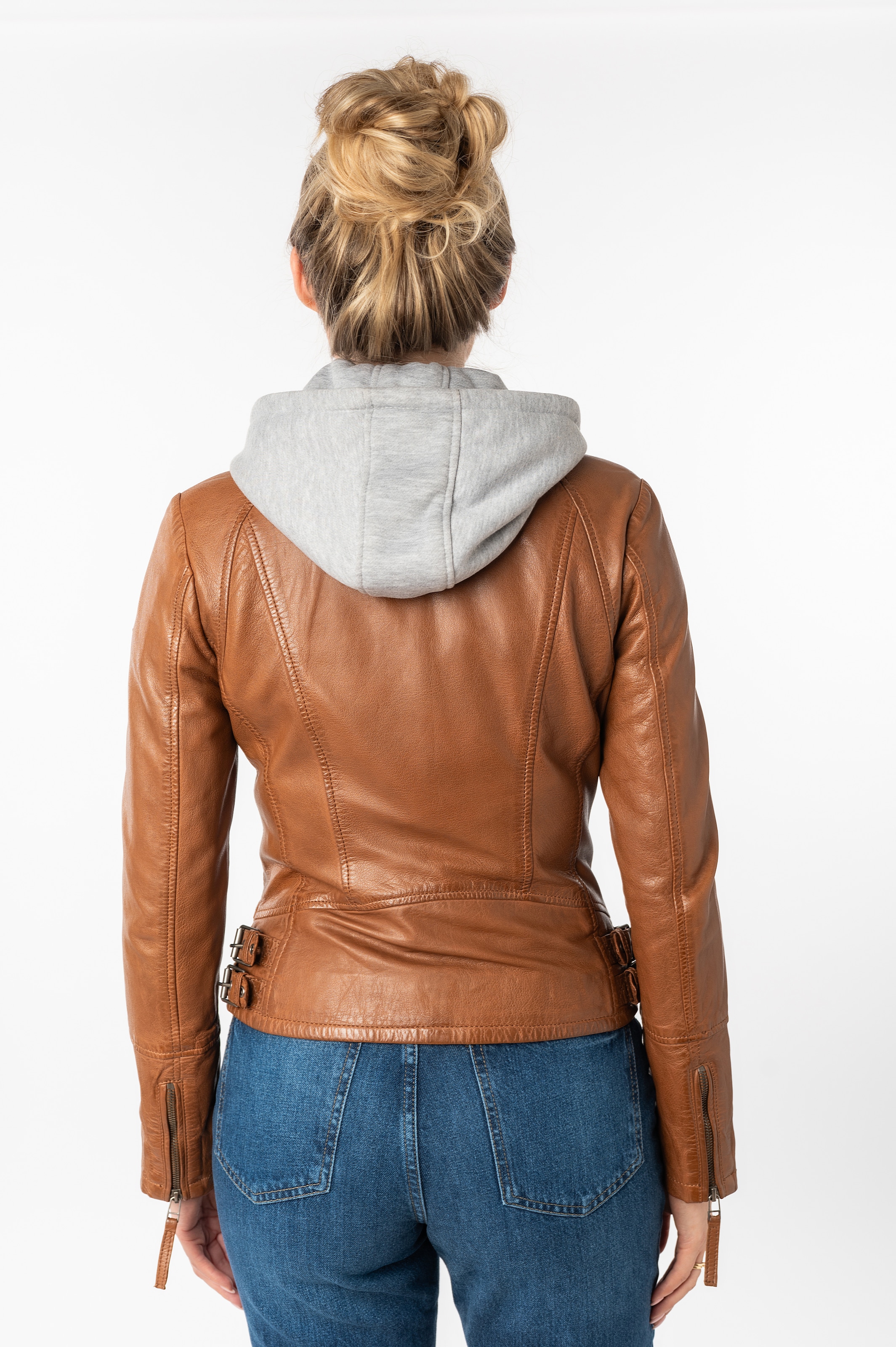 Mauritius Lederjacke »NOLA« mit Kapuze Two-in-One Style - mit abnehmbarer Jersey-Kapuze