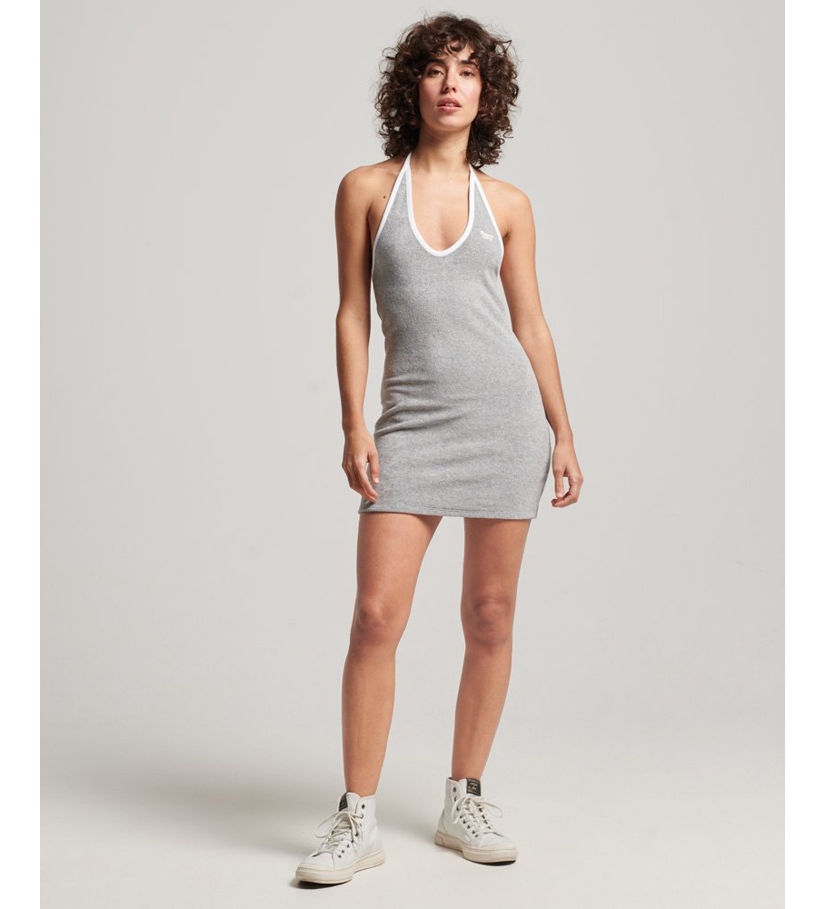 Vestido vintage cinza com decote halter da Superdry