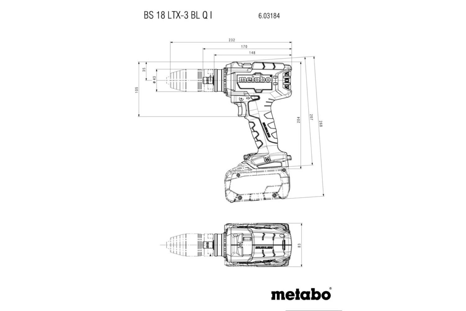 Metabo BS 18 LTX-3 BL Q I 18V LiHD accu boorschroefmachine set (2x 5.5Ah) in Metabox - 130Nm - 68mm