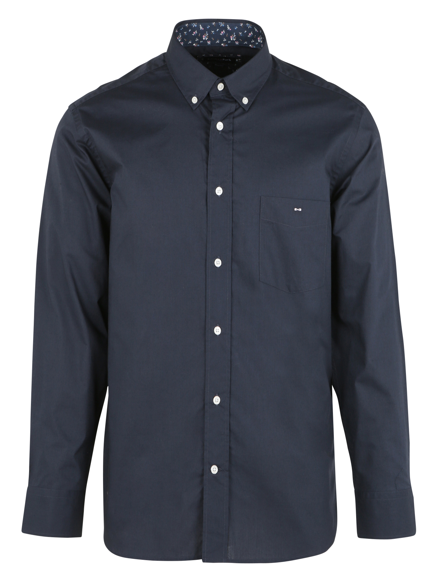 Chemise col classique droite en coton | Bleu