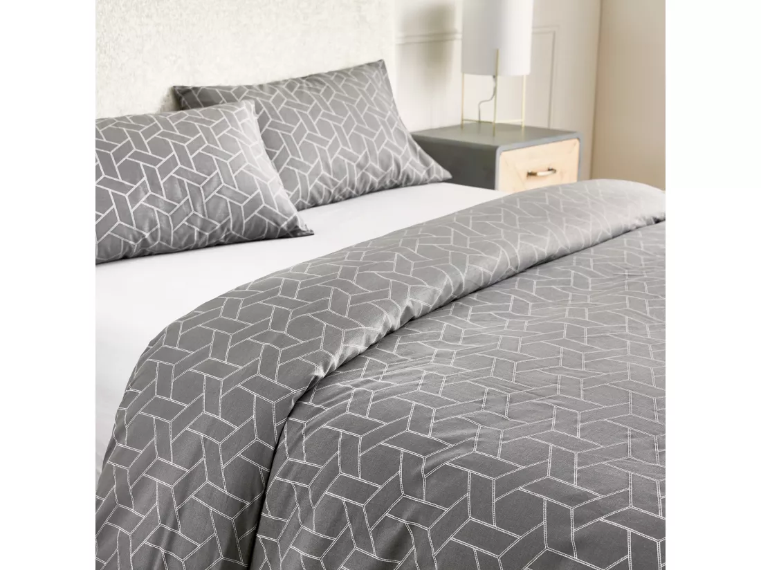 Housse de couette 100% coton 150 fils Gris