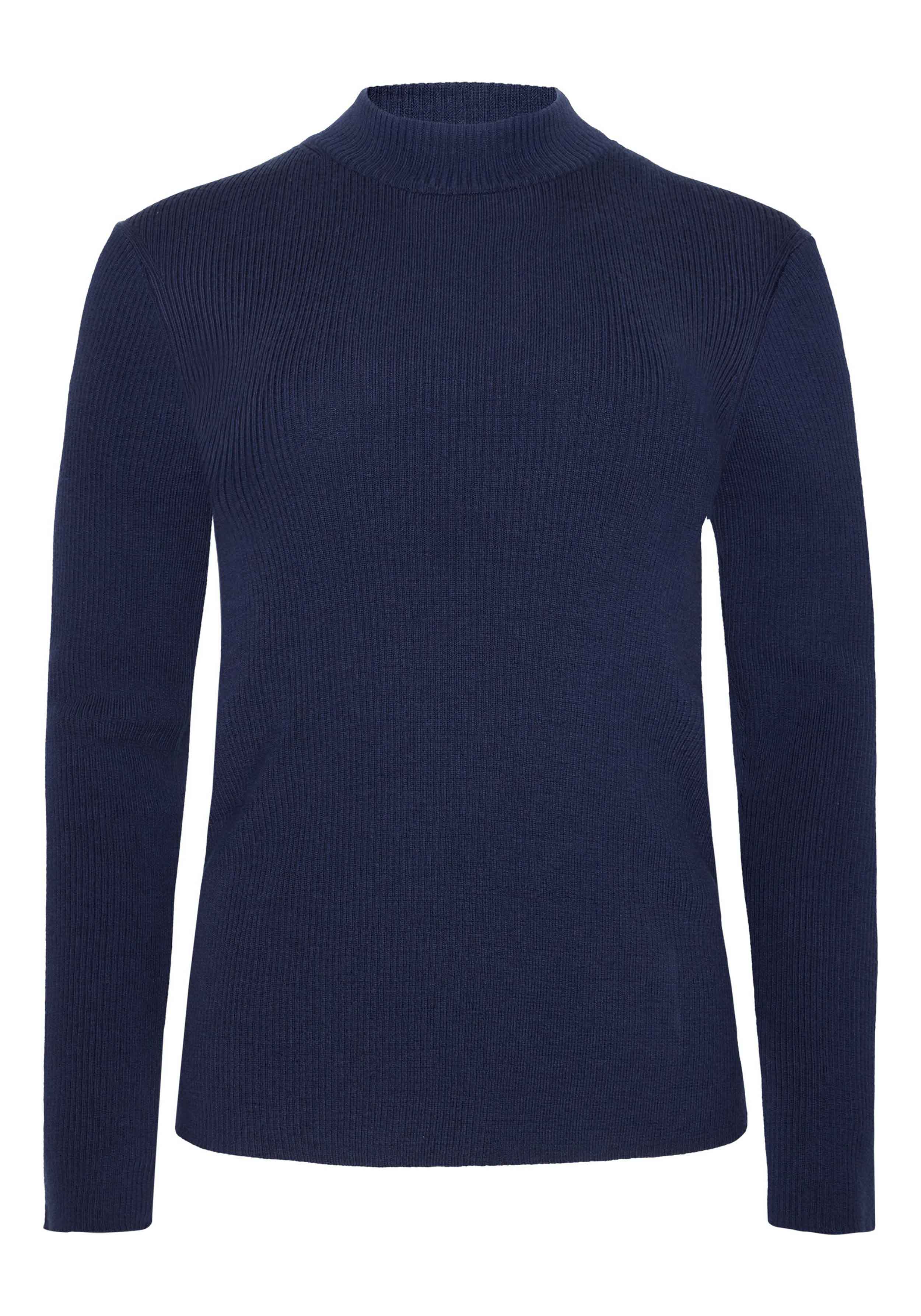 Knowledge Cotton Apparel Strickpullover Merino Rib Knit Total Eclipse