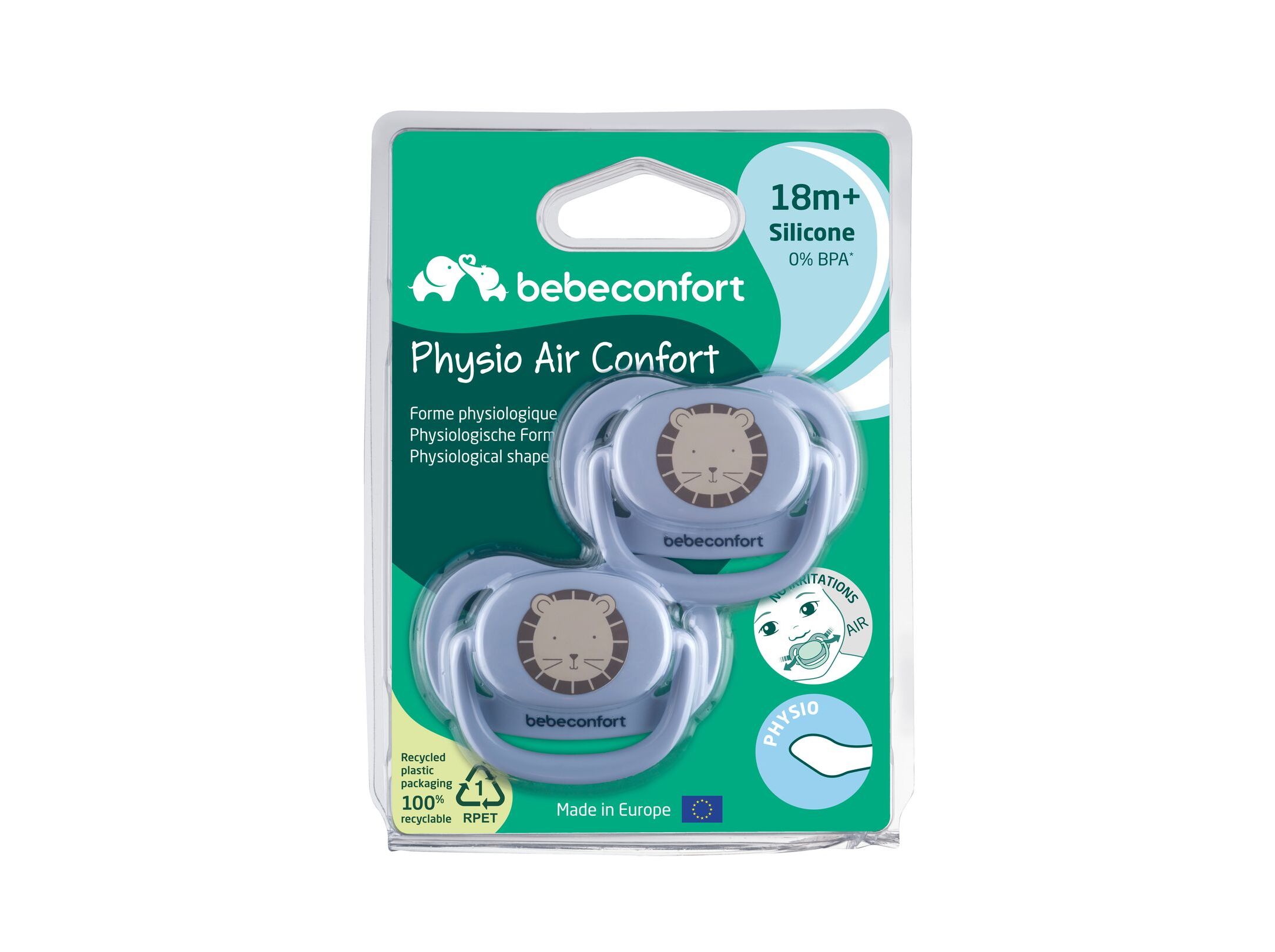 PACK 2 CHUCHAS BÉBÉCONFORT SILICONE 18-36 MESES AZUL
