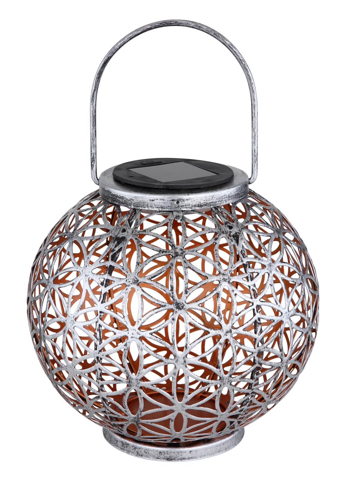 Solarleuchte - silberfarben antik - floral - 29 cm hoch