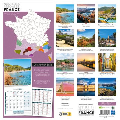Calendrier illustré BOUCHUT 30 x 30 cm BELLES REGIONS DE FRANCE SUD 70 %