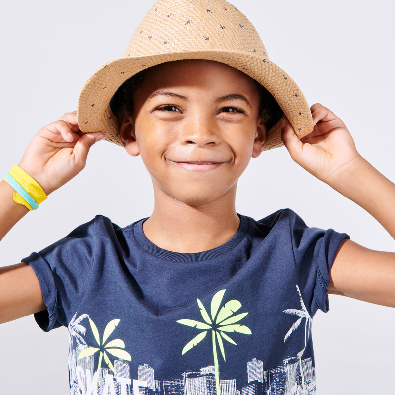 Chapeau de soleil tressé marron garçon