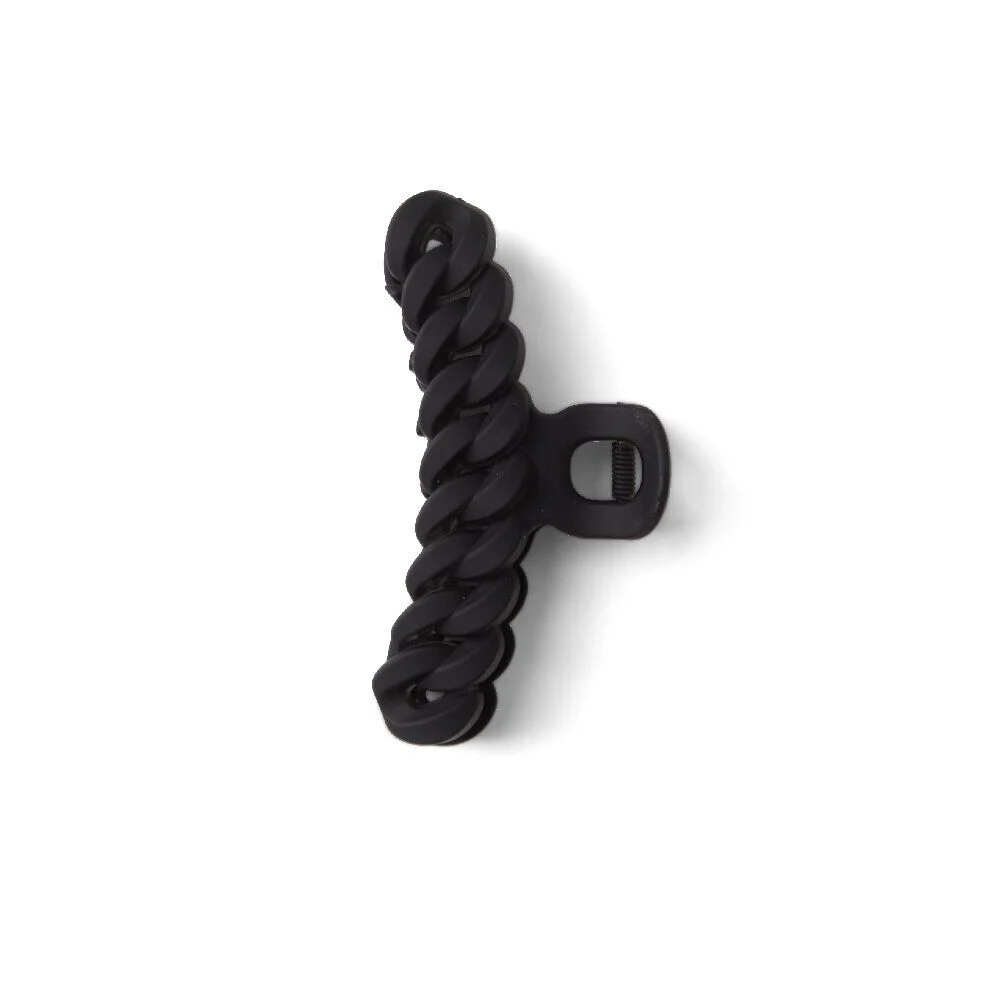 Pince à cheveux effet tressé plastique noir mat 11cm