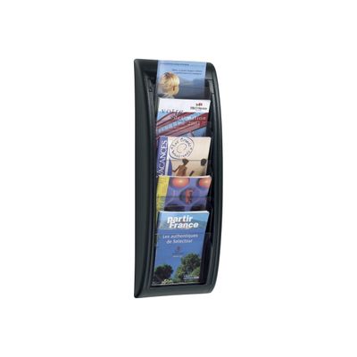 Présentoir mural Quick Fit pour documents A5 - 5 compartiments - gris/transparent