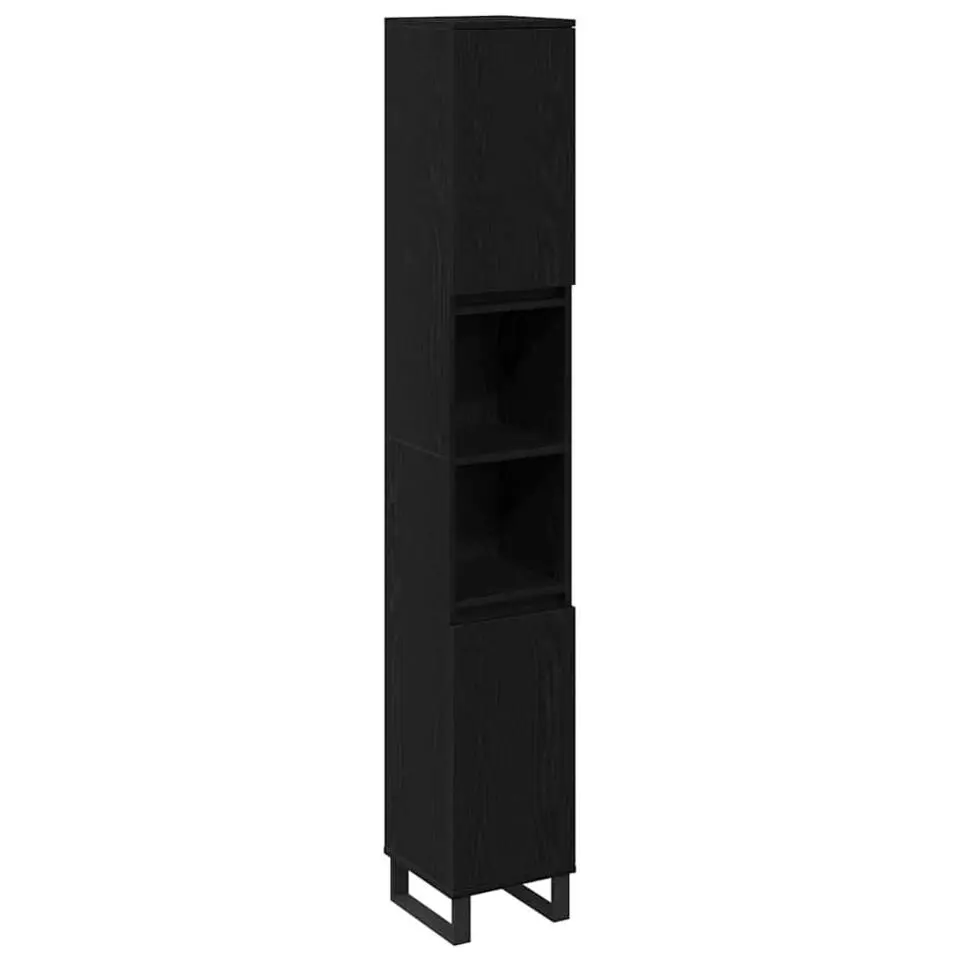 vidaXL - Kolomkast met 2 deuren 2 vakken - Zwart eiken - Hout - 30x30x190 cm