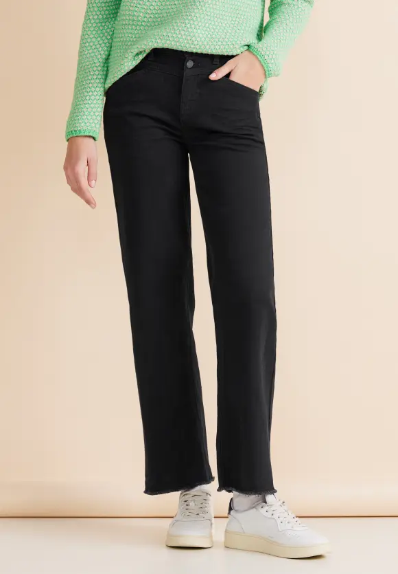 Casual Fit Culotte Jeans - black soft washed