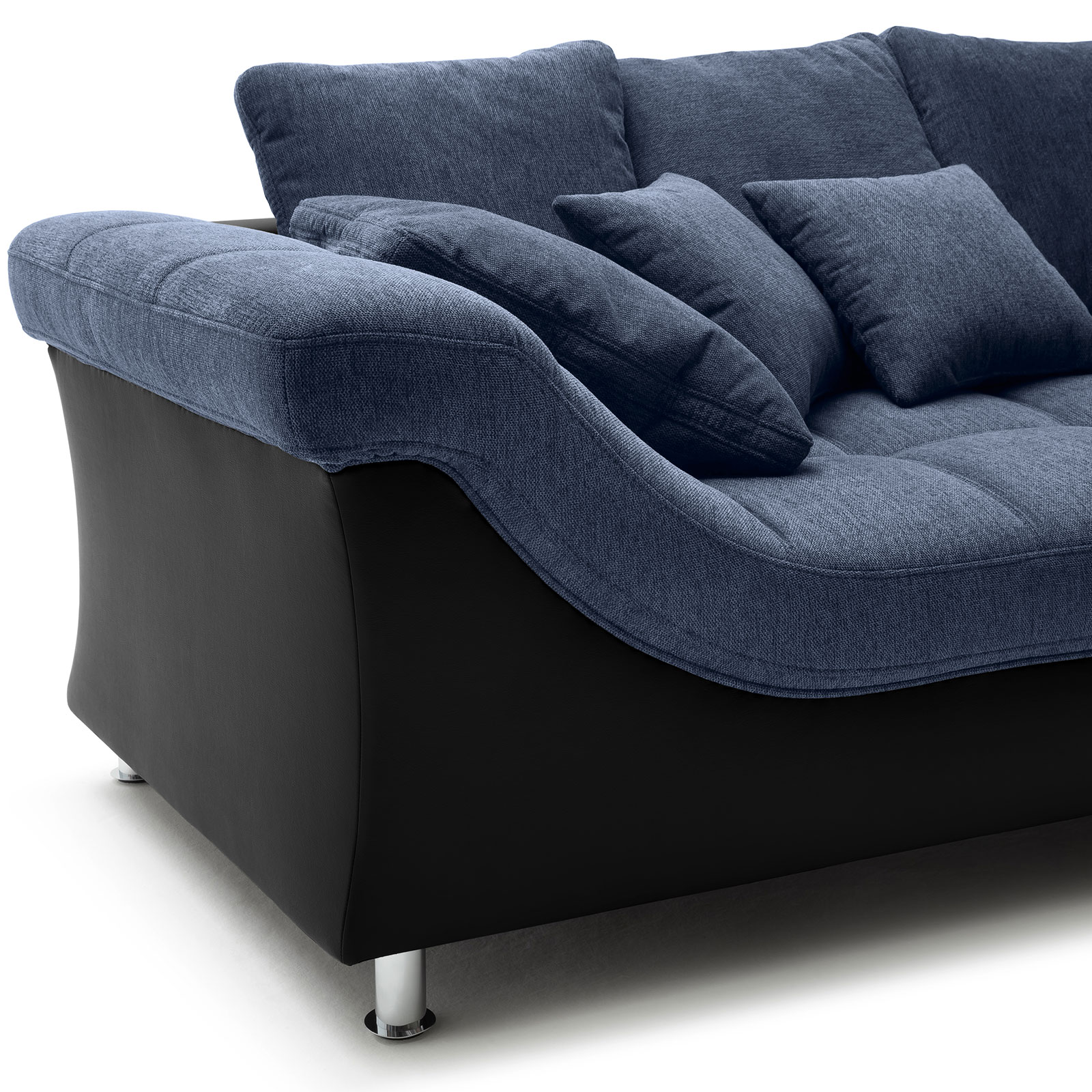 Ecksofa - blau-schwarz - beidseitig montierbar