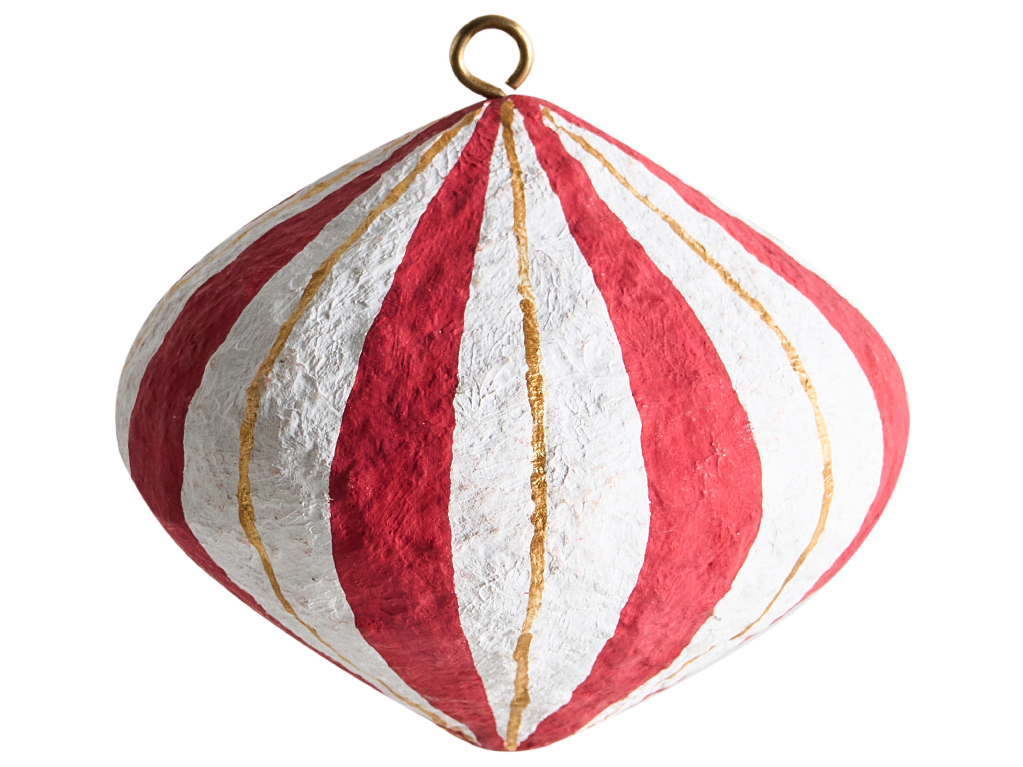 Set van 12 kerstornamenten GIDEALVEN Papier-mâché Rood/wit