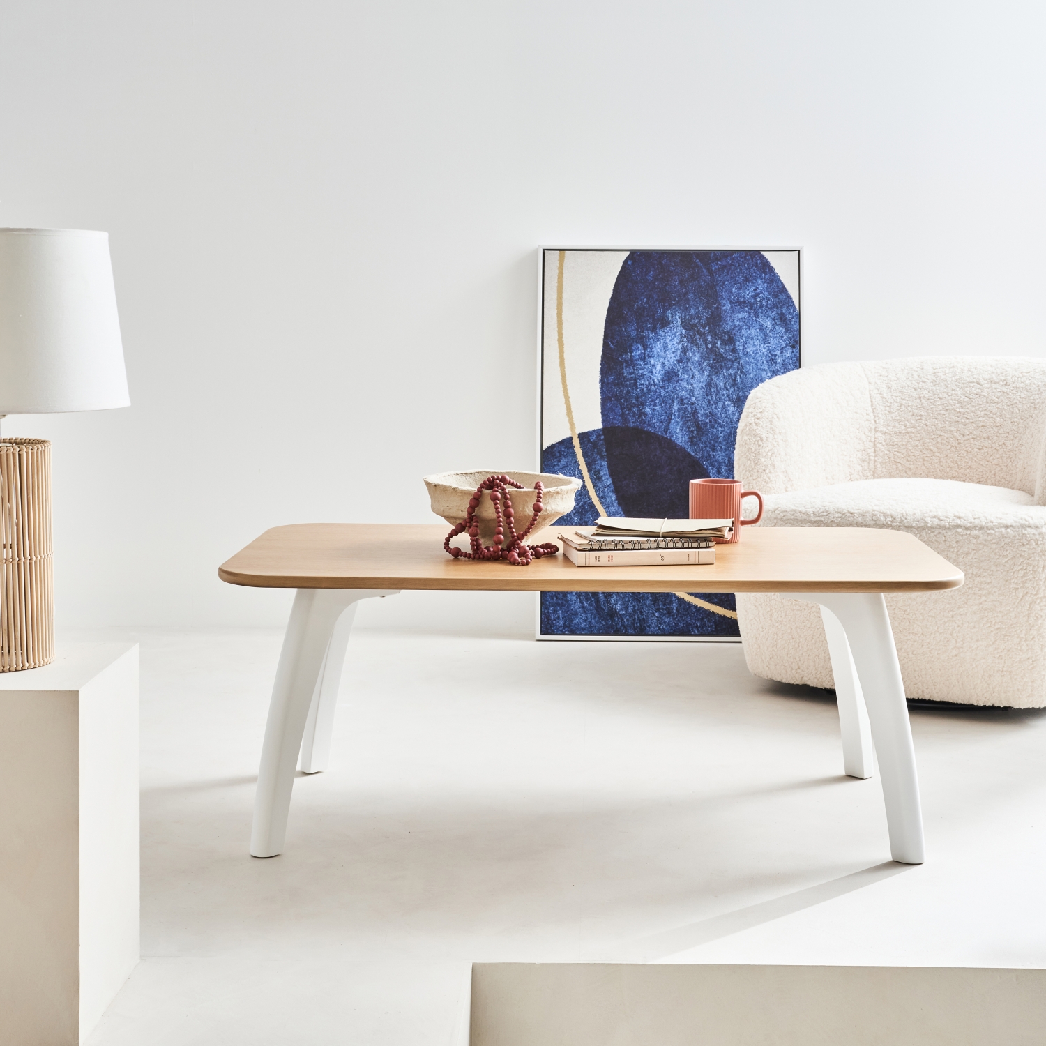 Table basse rectangulaire mdf et placage chêne