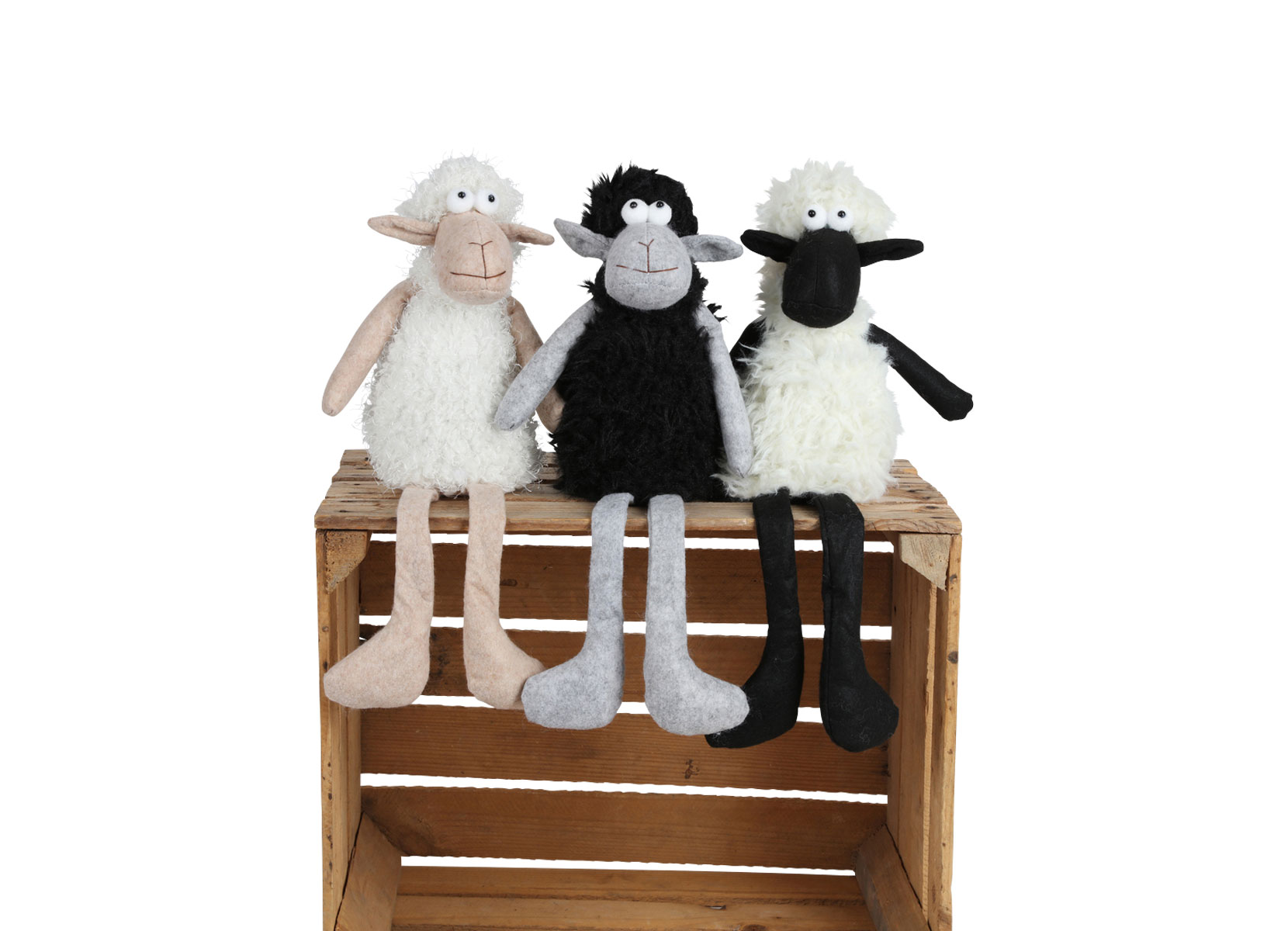 Deko-Schaf Kantenhocker 48cm Schwarz/Weiß