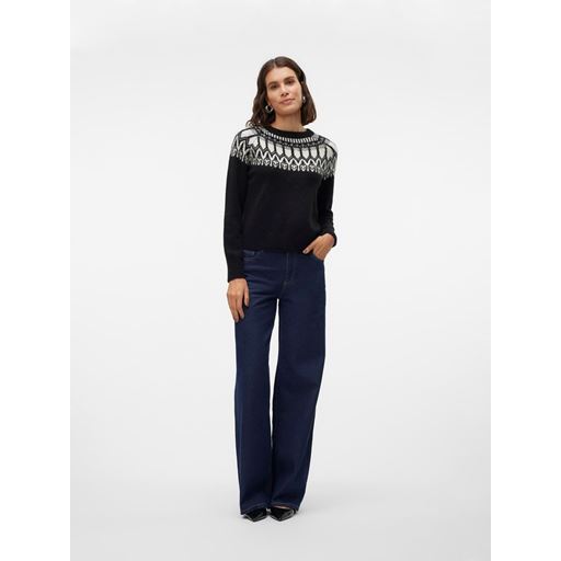 Vero Moda Simone Nordic Striktrøje, Black, XL