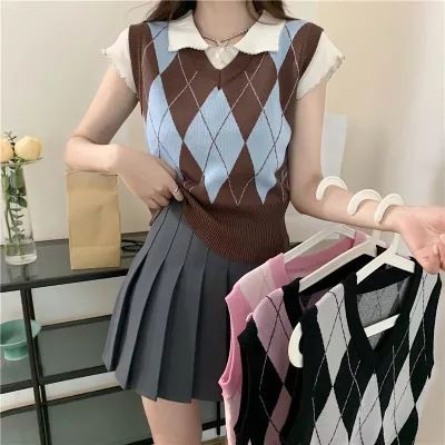 Robynn - Argyle Print Trui Vest