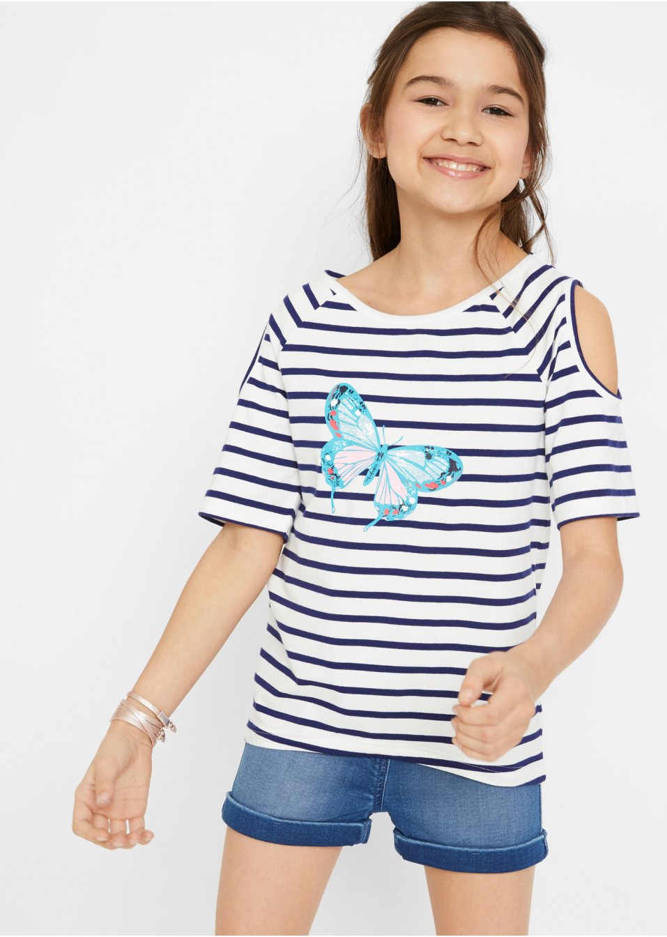 Lot de 2 T-shirts fille avec épaules découpées