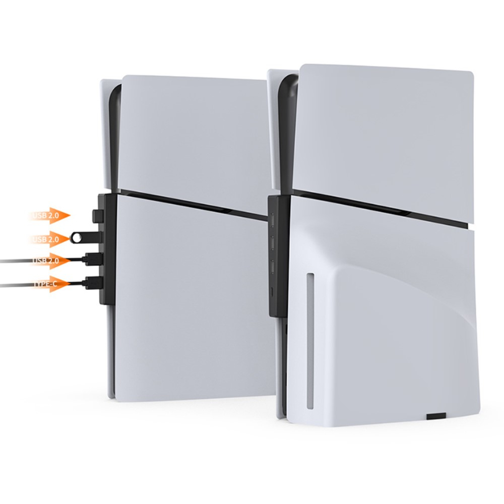 Sony Playstation PS5 Slim USB A / USB C Multiport Adapter Hub mit 3x USB A / USB C Erweiterung - Schwarz