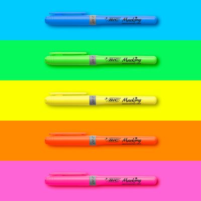 BIC Marking Highlighter Grip - Pack de 5 surligneurs - couleurs assorties