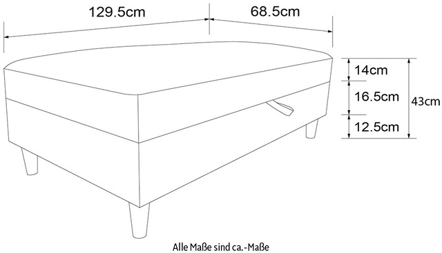 Dorel Home Stauraumhocker »Hartford« Polsterhocker mit Stauraum, frei im Raum stellbar, Sitzhöhe 43 cm