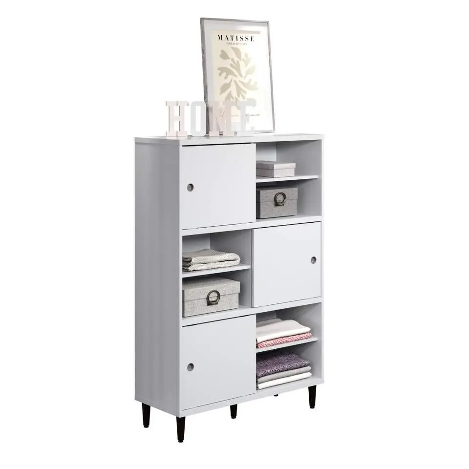 Hioshop Evolution wandkast 3 deuren- 6 planken wit- zwart