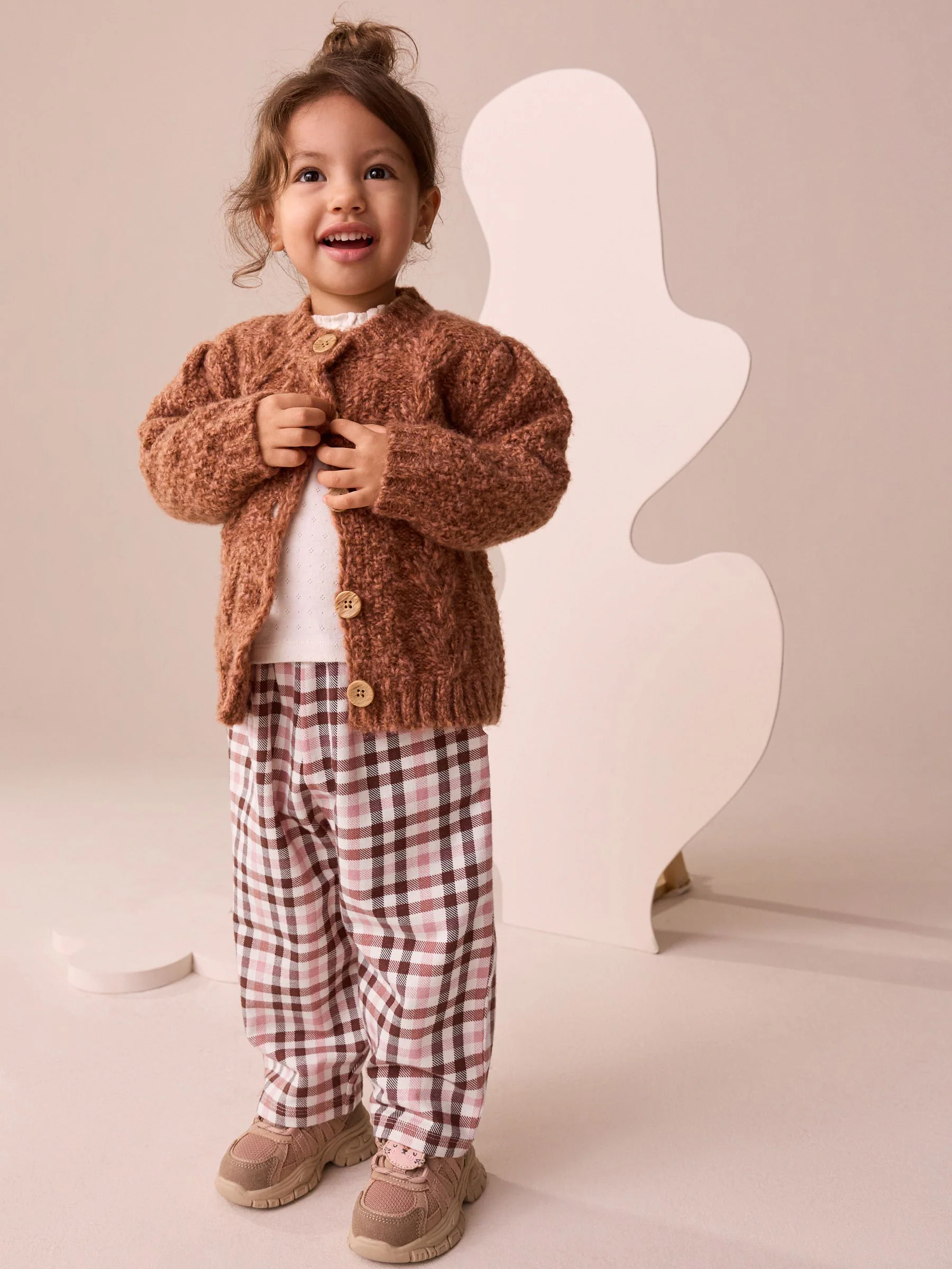 Roze geruit - Broek met wijde kortere pijpen (3mnd -7jr)