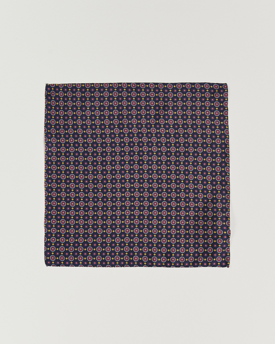 Amanda Christensen Medallion Silk Pocket Square Navy