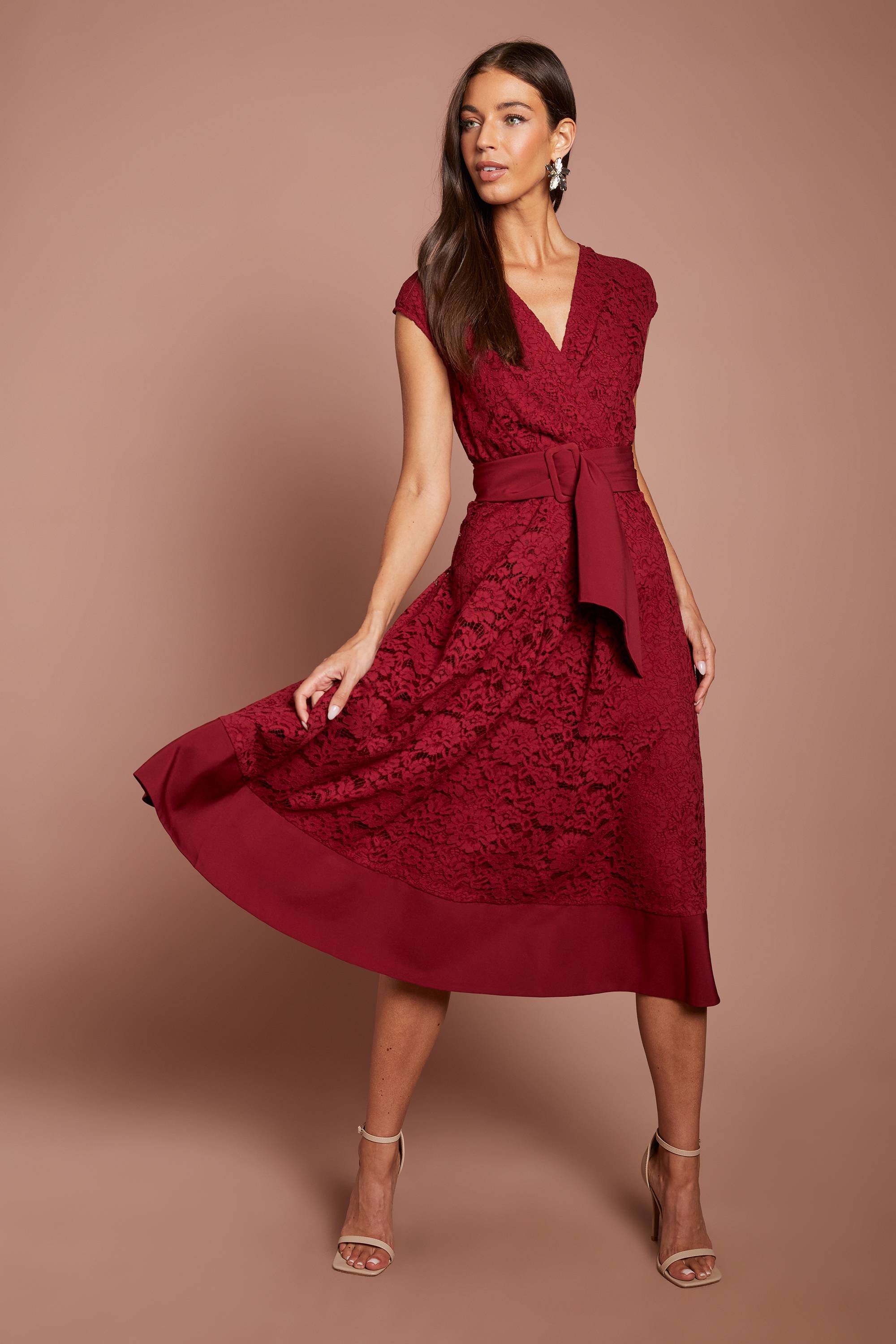 Coast Robe Midi En Dentelle Avec Ceinture