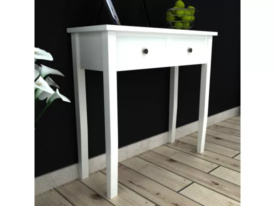 Table de console et coiffeuse avec 2 tiroirs Blanc