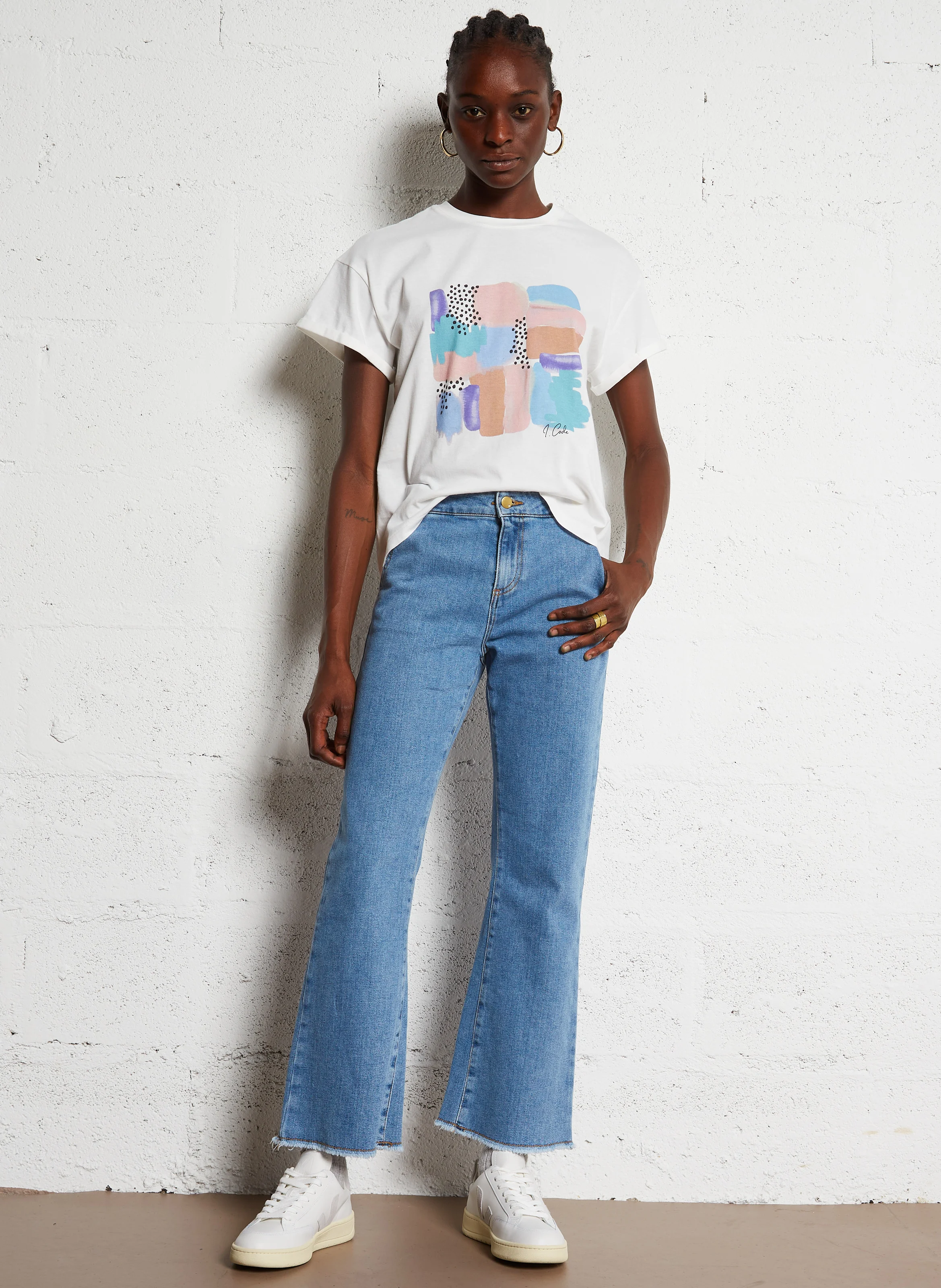 Tee-shirt col rond en coton | Blanc