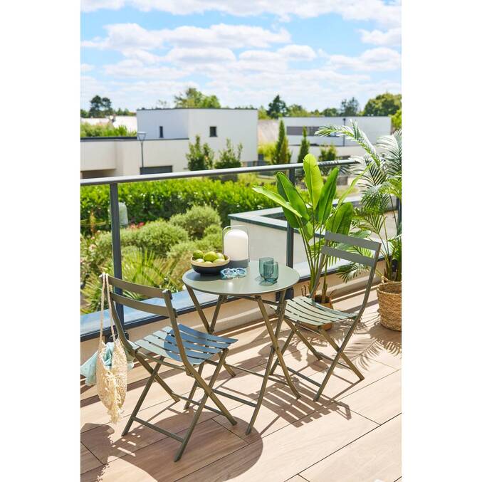 Table de jardin pliante ronde GREENSBORO Vert laurier