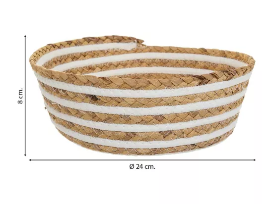 Panier en fibres naturelles et coton marron D24x8