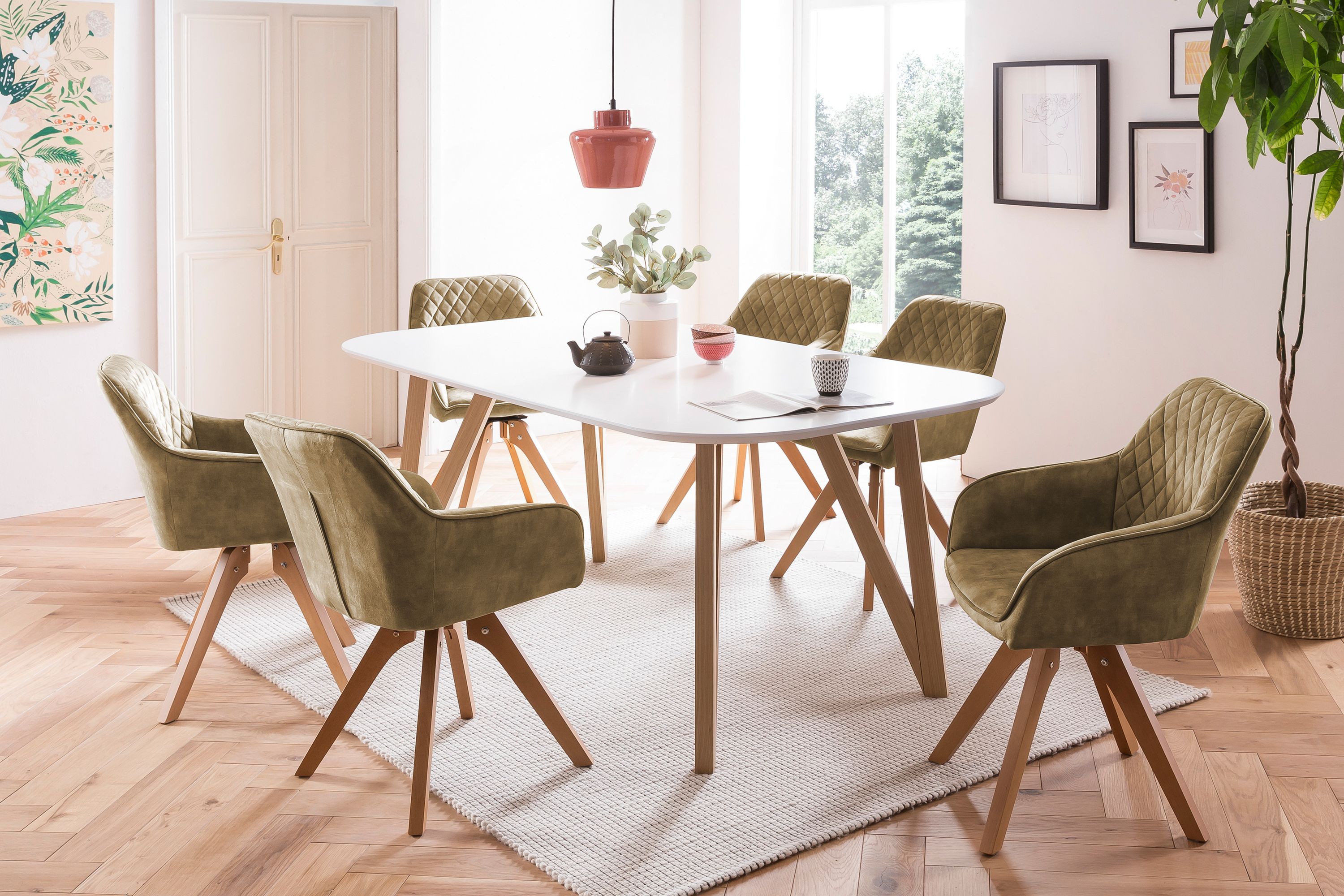 Esstisch 180x90x76 cm weiß Eiche Esszimmertisch Küchentisch Tisch Holztisch